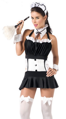 Sexy Backless Women Maid Costume